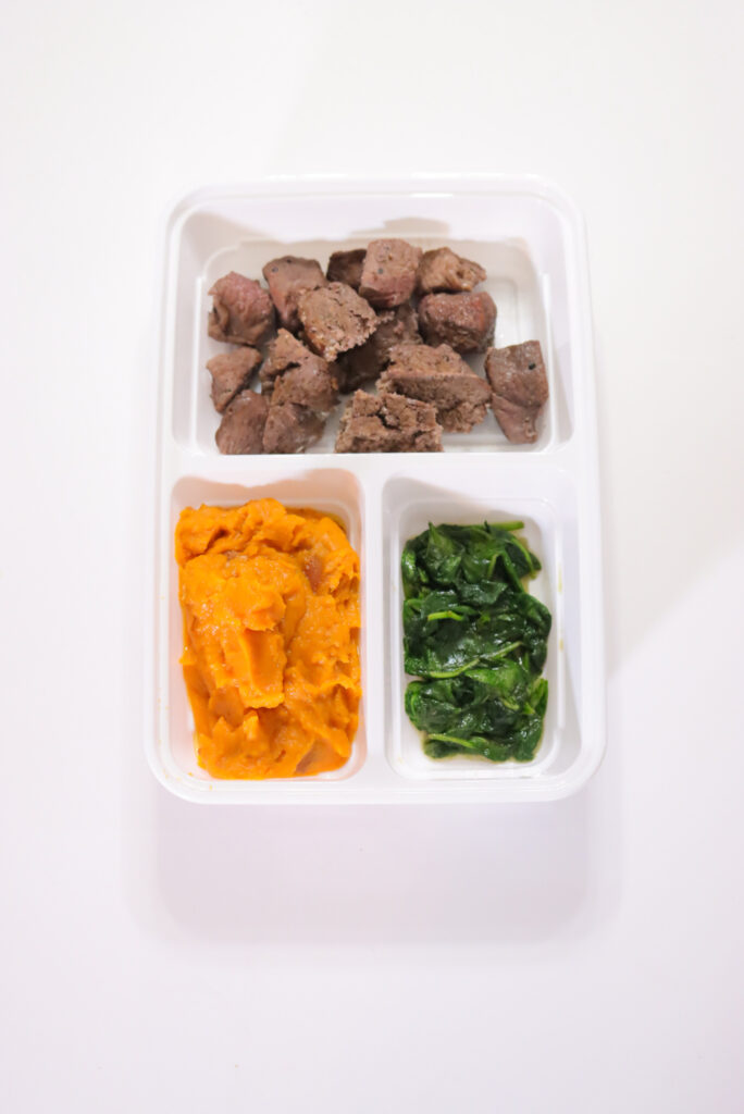 Steak, Spinach, Mashed Sweet Potatoes