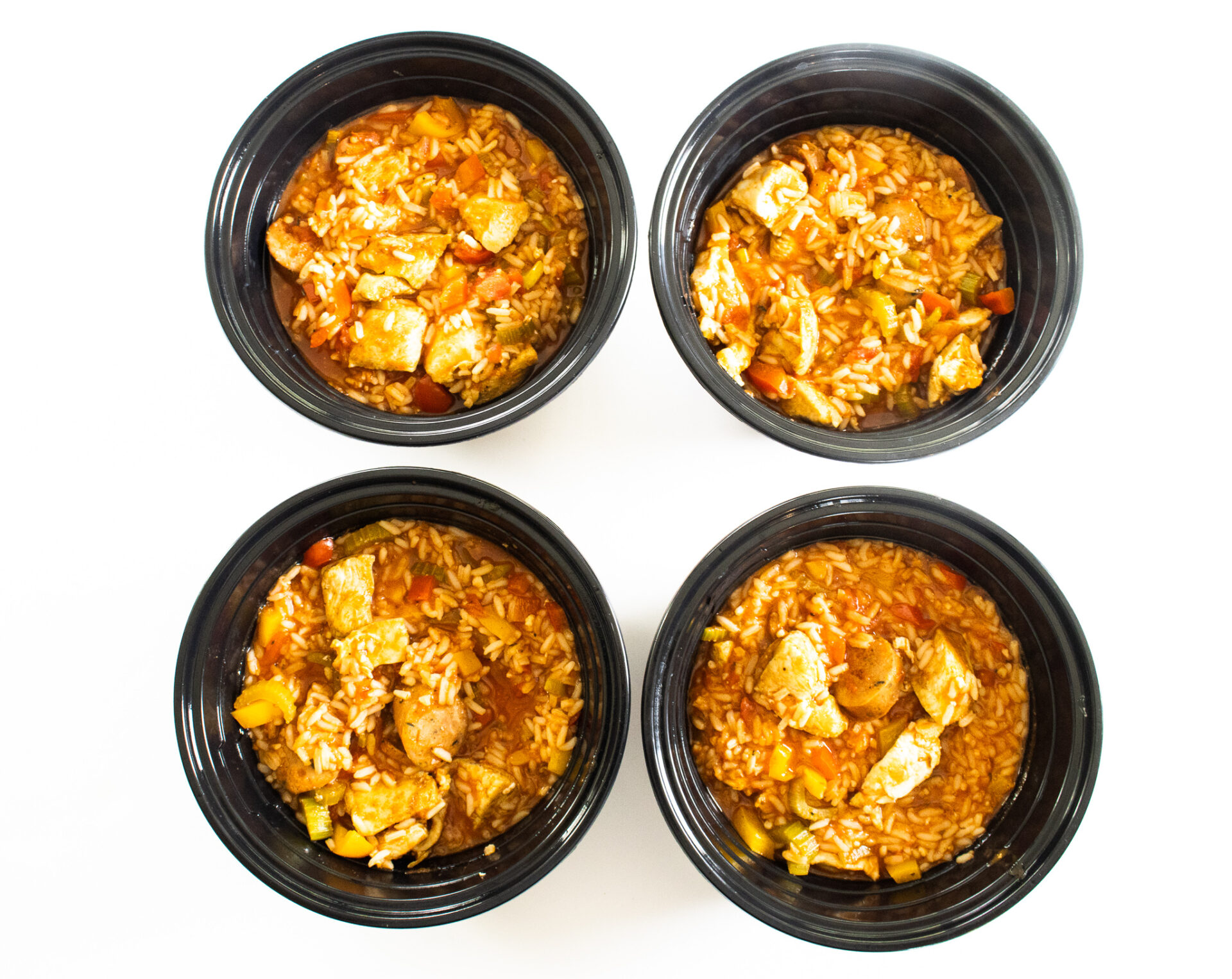 Chicken Jambalaya four meal prep containers