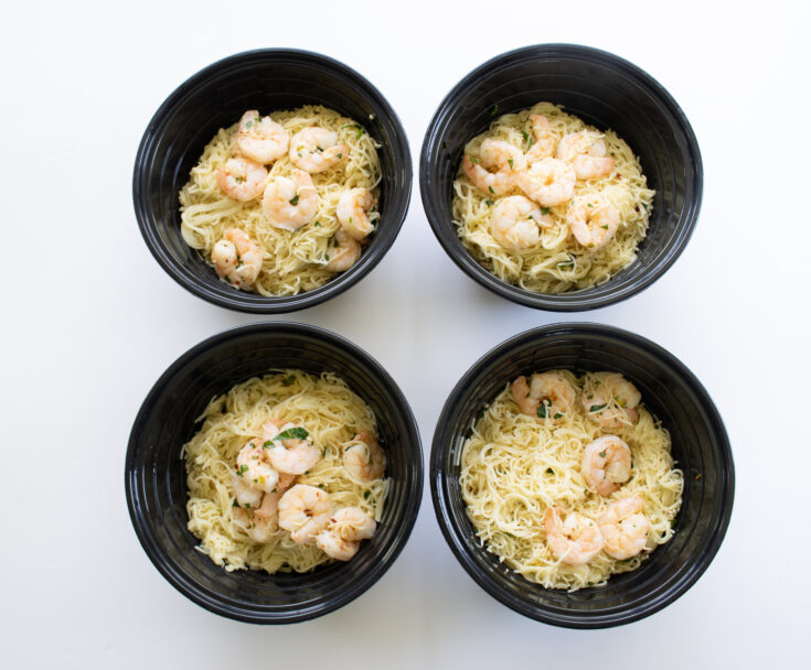 angel hair pasta and shrimp meal prep